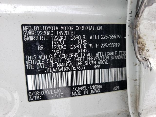 JTEAAAAHXMJ067633 | 2021 TOYOTA VENZA LE