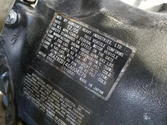 2006 KAWASAKI ZX1000 D6F - JKAZXCD146A004279