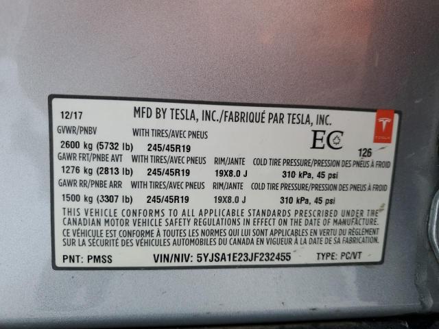 2018 TESLA MODEL S - 5YJSA1E23JF232455
