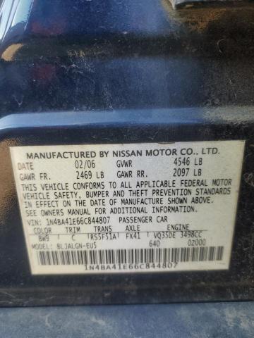 2006 Nissan Maxima Se VIN: 1N4BA41E66C844807 Lot: 50670334