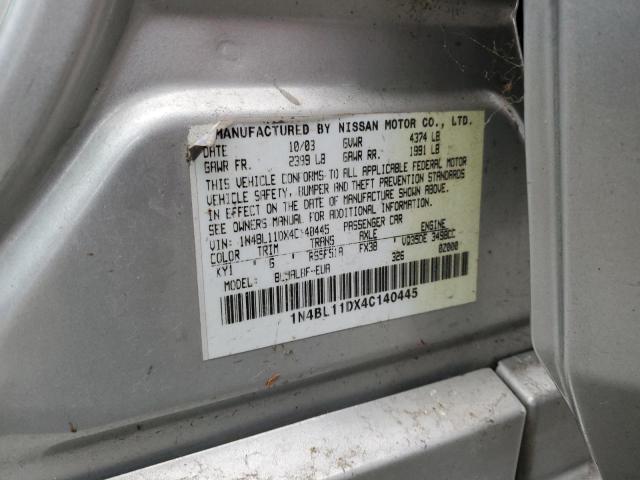 2004 Nissan Altima Se VIN: 1N4BL11DX4C140445 Lot: 39227484