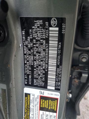 4T4BF1FKXER408741 | 2014 TOYOTA CAMRY L