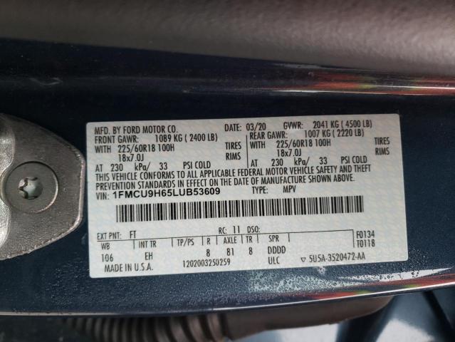 1FMCU9H65LUB53609 | 2020 FORD ESCAPE SEL