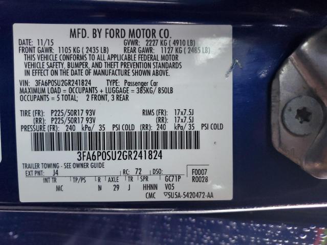 3FA6P0SU2GR241824 | 2016 FORD FUSION TIT