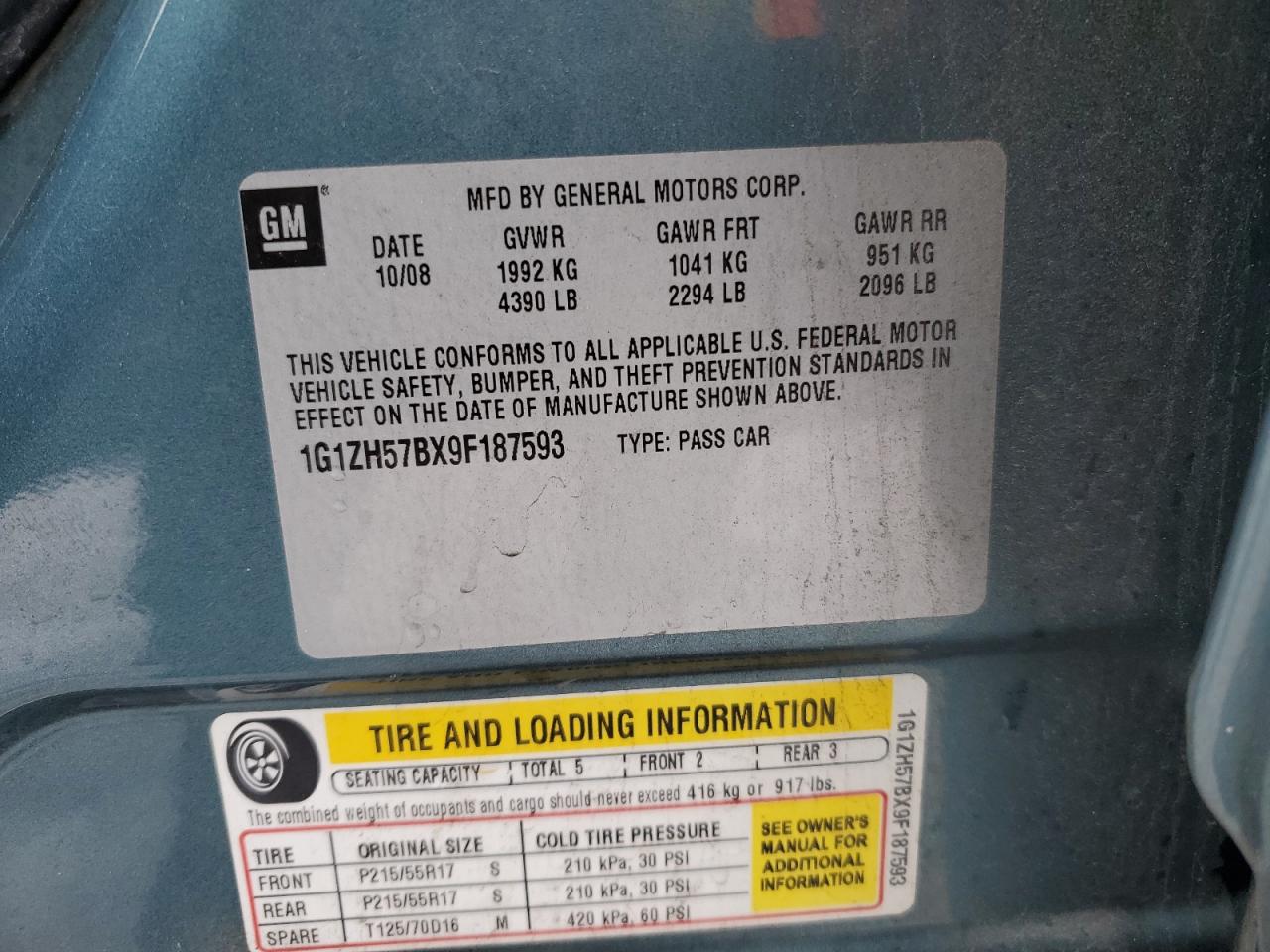 1G1ZH57BX9F187593 2009 Chevrolet Malibu 1Lt