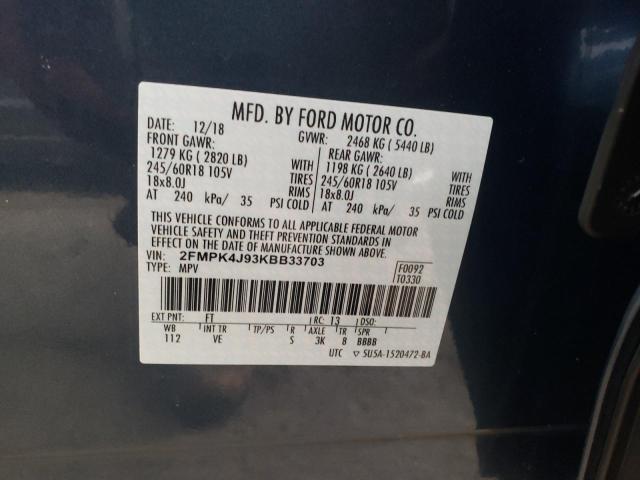 2FMPK4J93KBB33703 2019 FORD EDGE, photo no. 12