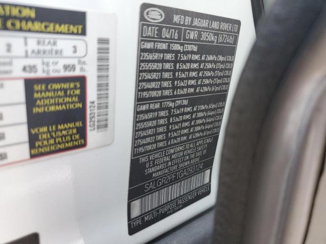 2016 LAND ROVER RANGE ROVE - SALGR2PF1GA293124