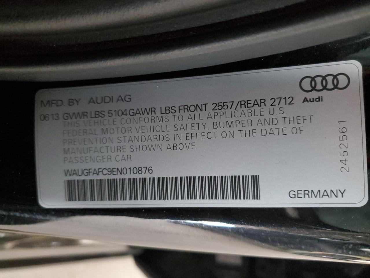 WAUGFAFC9EN010876 2014 Audi A6 Premium Plus