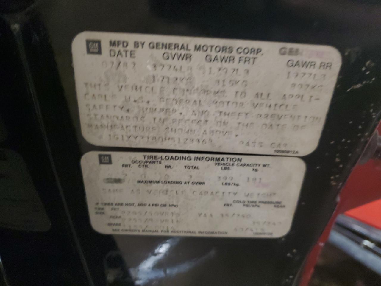 1g1yy2180h5128368 1G1YY2180H5128368 1987 Chevrolet Corvette