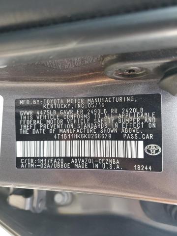 VIN 4T1B11HK6KU266678 2019 Toyota Camry, L no.12