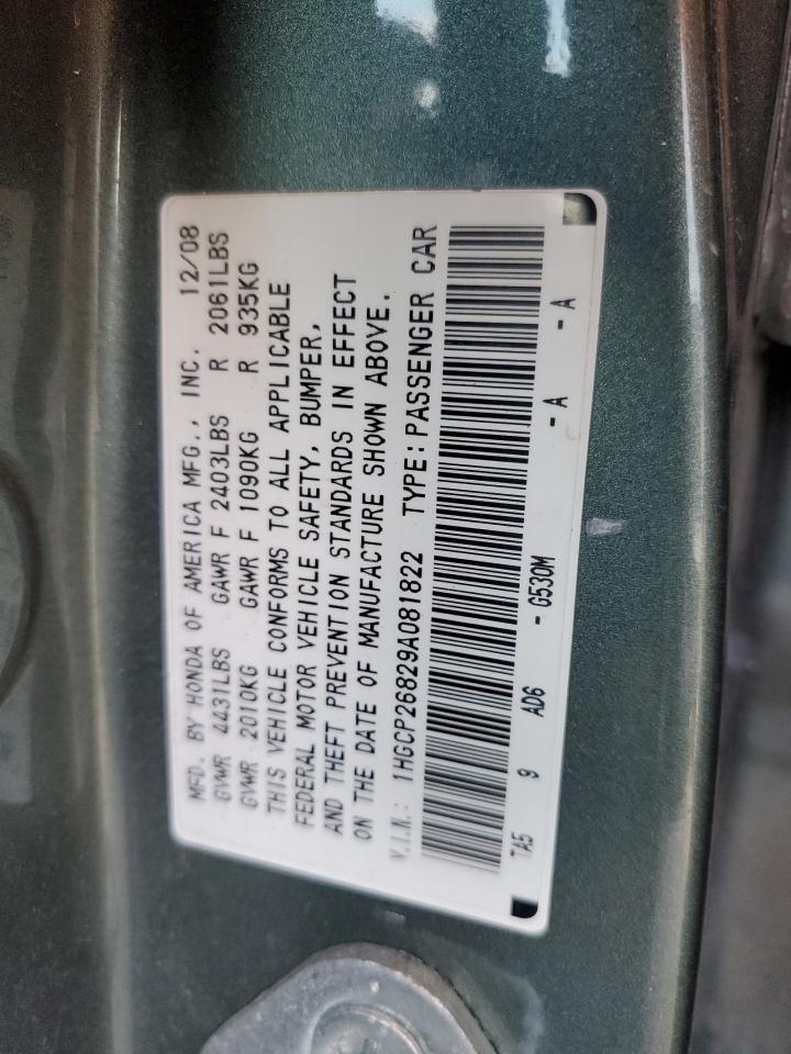 1HGCP26829A081822 2009 Honda Accord Exl