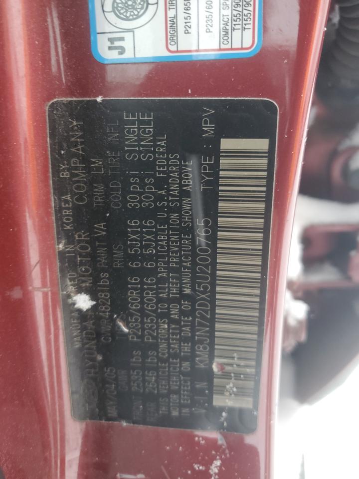 KM8JN72DX5U200765 2005 Hyundai Tucson Gls