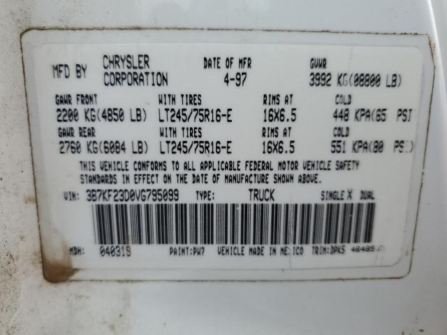 1997 Dodge Ram 2500 VIN: 3B7KF23D0VG795099 Lot: 38536994