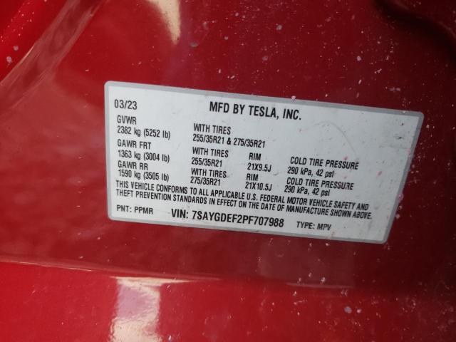 7SAYGDEF2PF707988 | 2023 TESLA MODEL Y