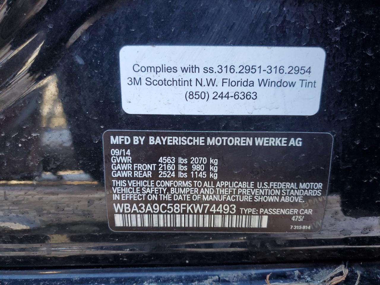 wba3a9c58fkw74493 WBA3A9C58FKW74493 2015 BMW 335 I