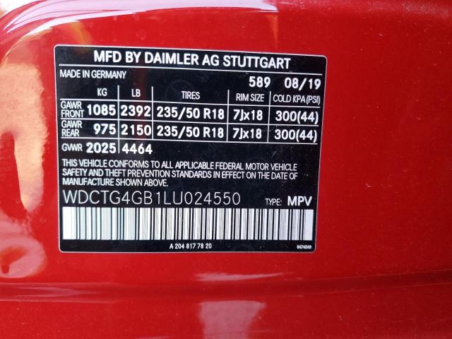 VIN WDCTG4GB1LU024550 2020 Mercedes-Benz GLA-Class,... no.14