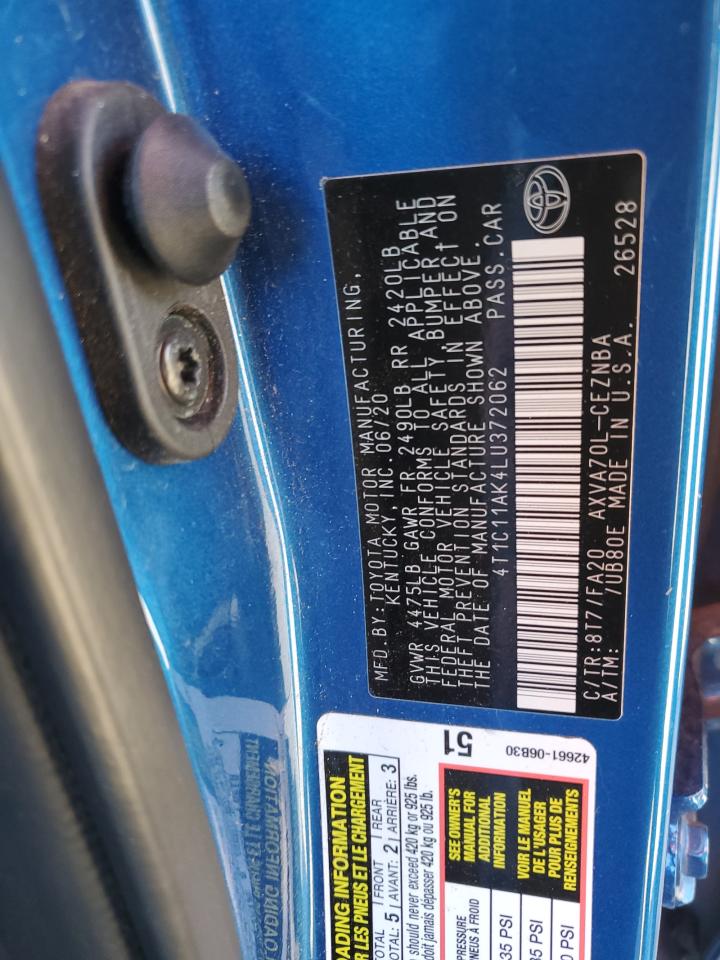 VIN: 4T1C11AK4LU372062 2020 TOYOTA CAMRY