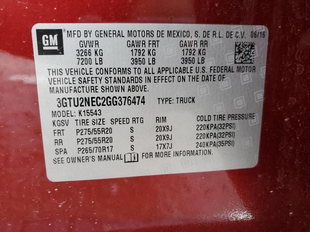 Lot #2376157148 2016 GMC SIERRA K15 salvage car