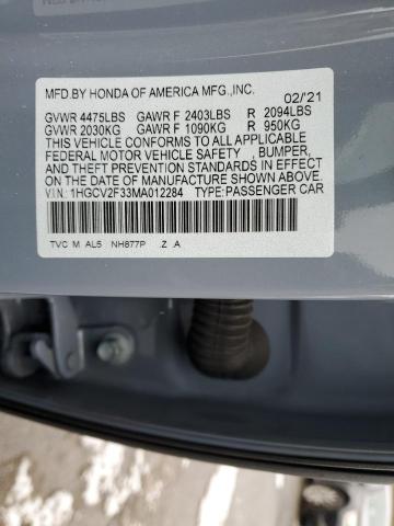 1HGCV2F33MA012284 | 2021 HONDA ACCORD SPO