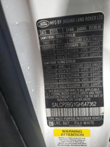 SALCP2BG1GH547362 | 2016 LAND ROVER DISCOVERY