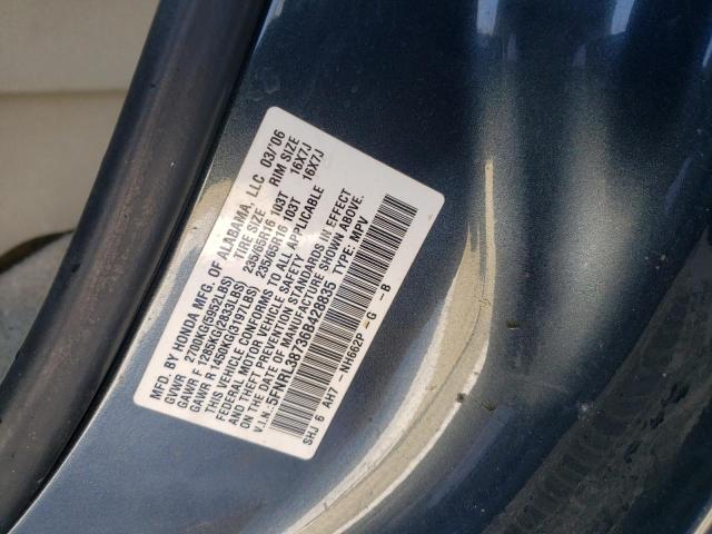 5FNRL38736B428835 | 2006 Honda odyssey exl