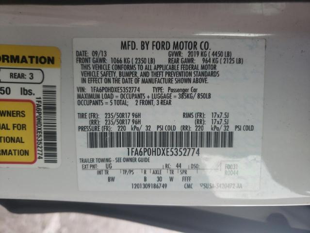 1FA6P0HDXE5352774 | 2014 FORD FUSION SE