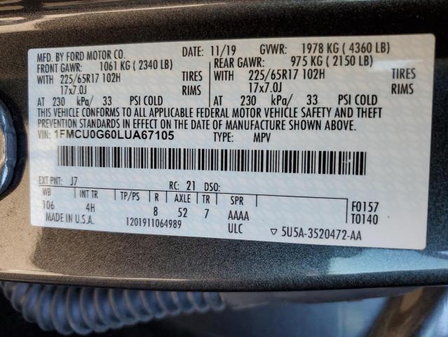 1FMCU0G60LUA67105 2020 FORD ESCAPE - Image 12