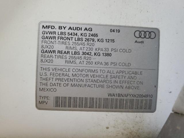 WA1BNAFYXK2094810 | 2019 AUDI Q5 PREMIUM