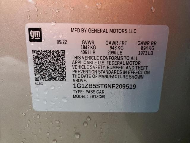 1G1ZB5ST6NF209519 | 2022 CHEVROLET MALIBU LS