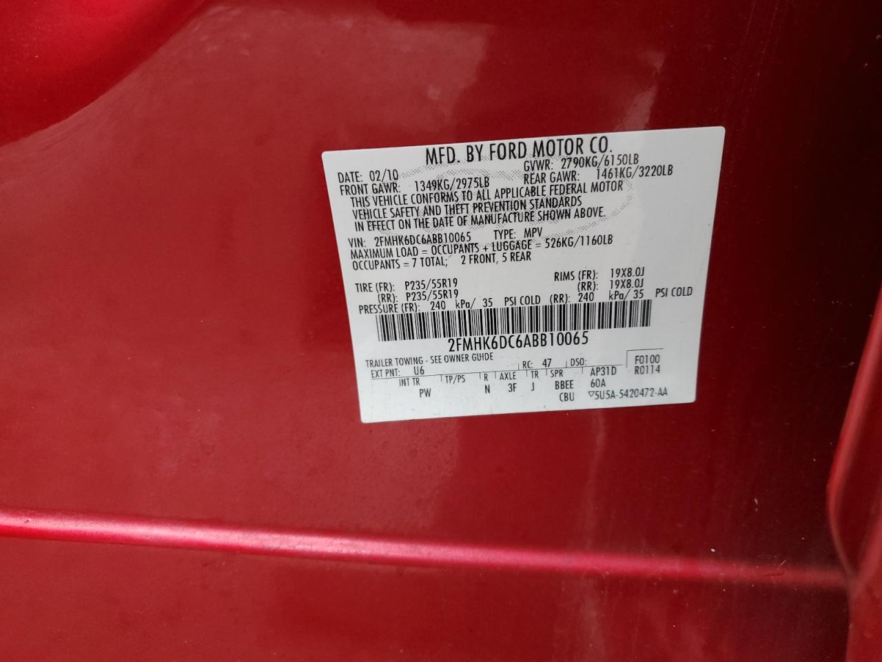 2FMHK6DC6ABB10065 2010 Ford Flex Limited