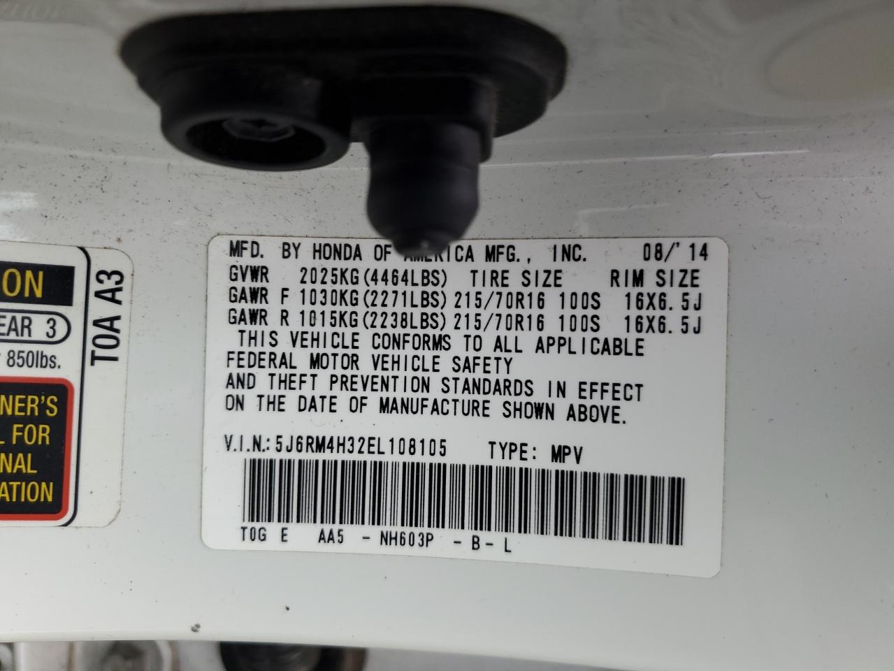 5J6RM4H32EL108105 2014 Honda Cr-V Lx