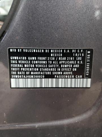 2016 VOLKSWAGEN JETTA SE 3VWD67AJ4GM260020