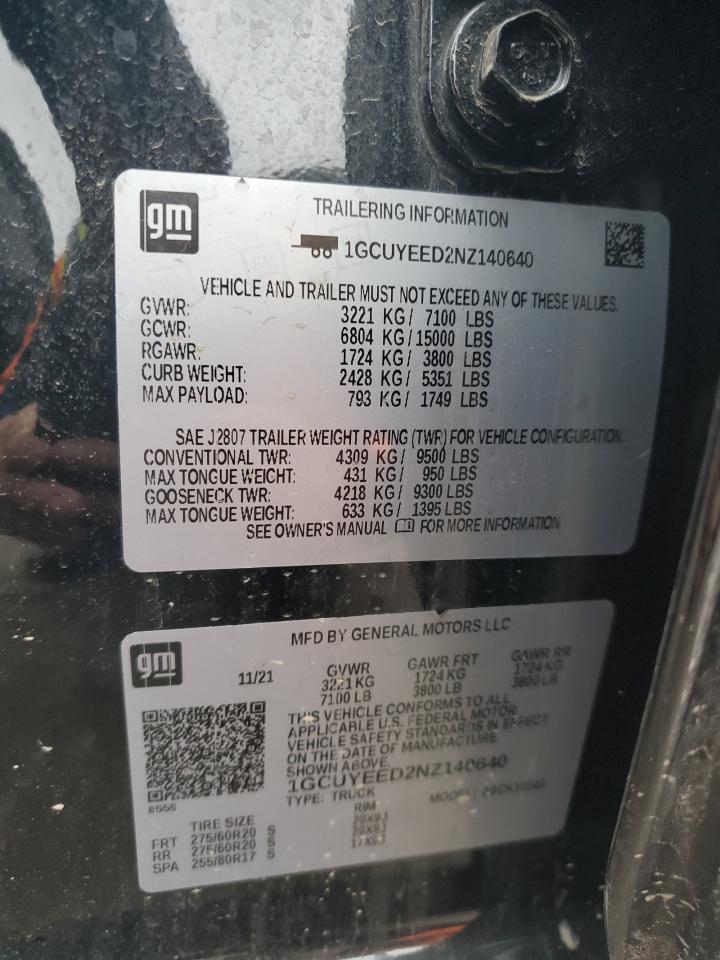 1GCUYEED2NZ140640 2022 Chevrolet Silverado Ltd K1500 Rst