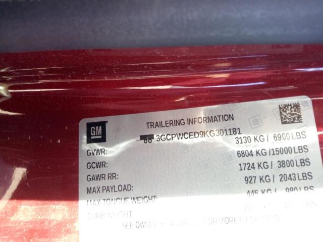 2019 CHEVROLET SILVERADO 3GCPWCED9KG301181