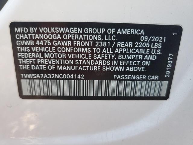 2022 VOLKSWAGEN PASSAT SE - 1VWSA7A32NC004142