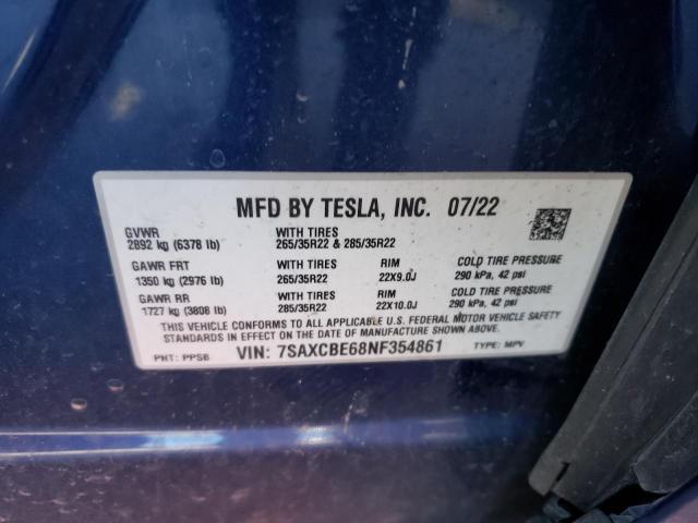 7SAXCBE68NF354861 | 2022 TESLA MODEL X