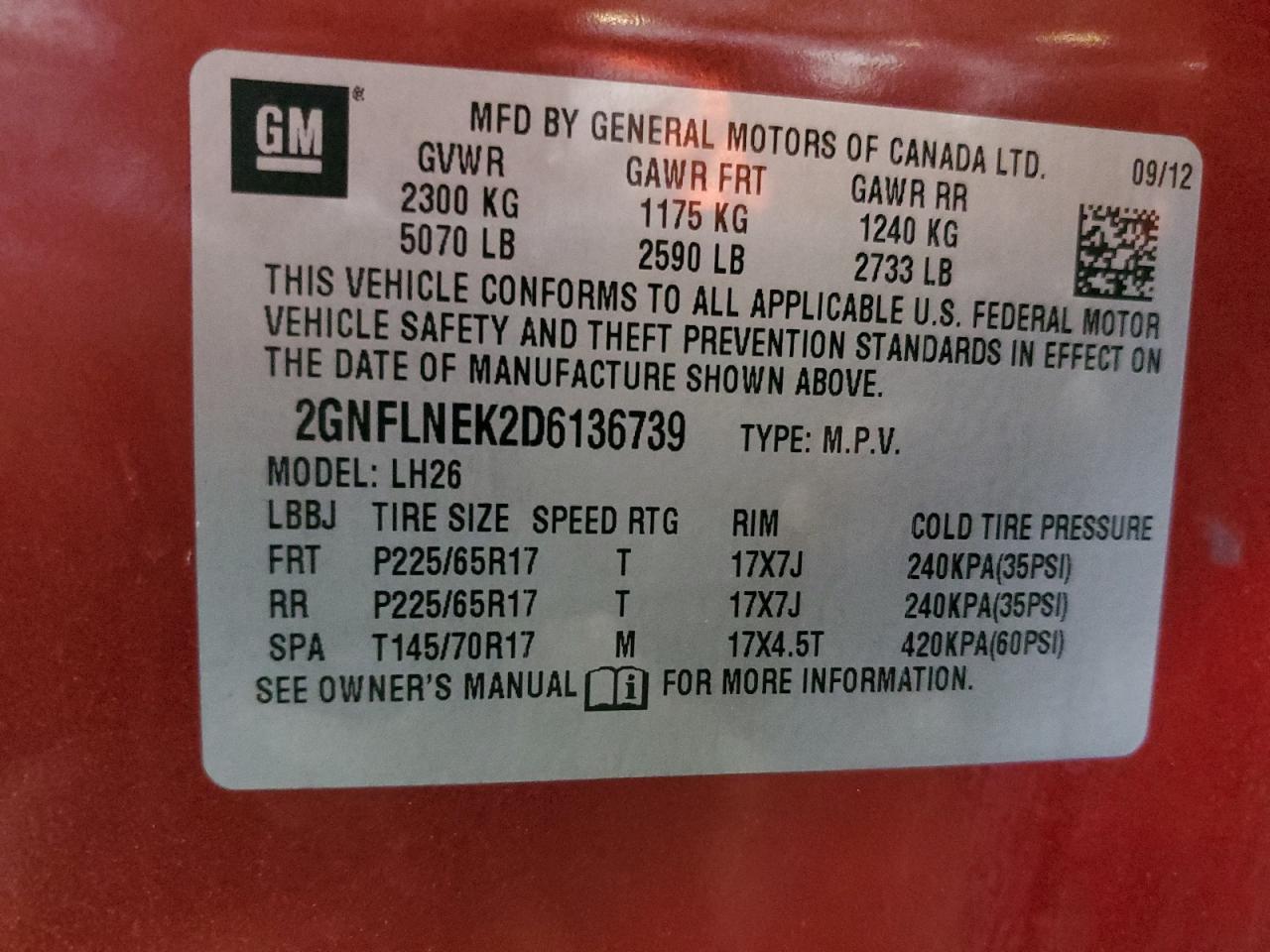 2GNFLNEK2D6136739 2013 Chevrolet Equinox Lt