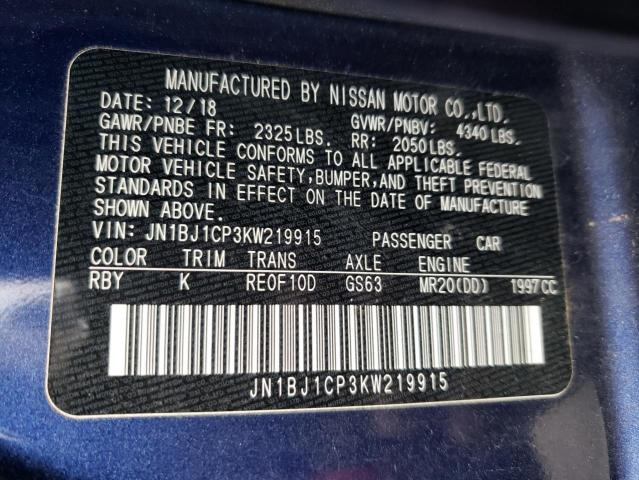 2019 NISSAN ROGUE SPOR JN1BJ1CP3KW219915