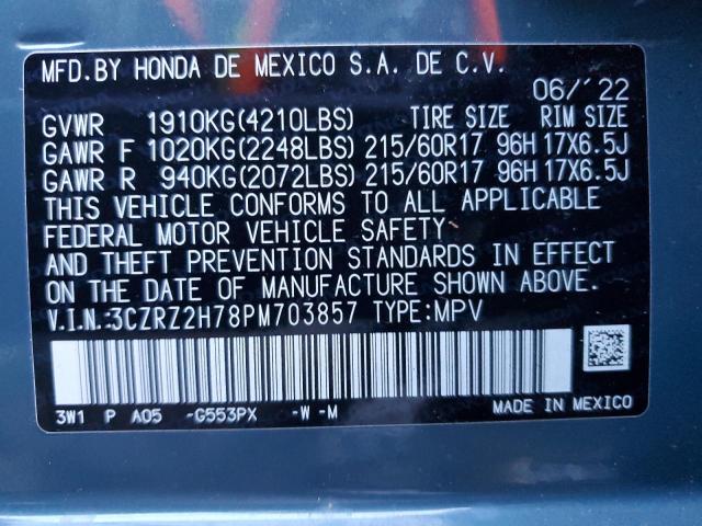 3CZRZ2H78PM703857 | 2023 HONDA HR-V EXL