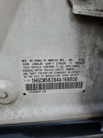 2004 Honda Accord Lx VIN: 1HGCM56394A168608 Lot: 37459984