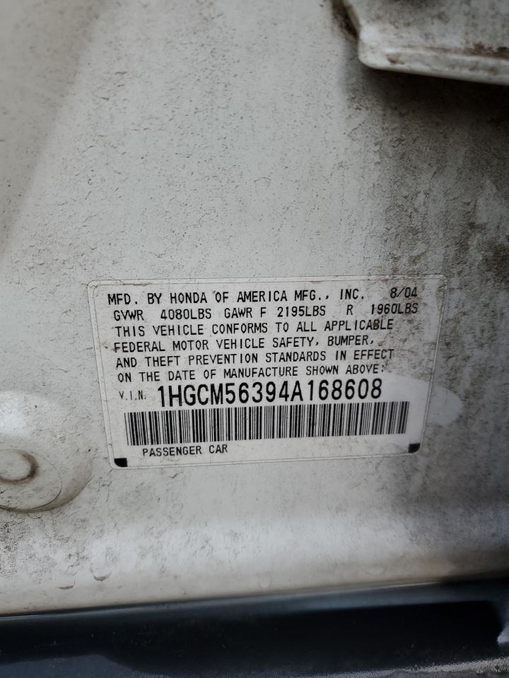 1HGCM56394A168608 2004 Honda Accord Lx