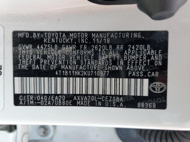 VIN 4T1B11HK2KU710977 2019 Toyota Camry, L no.12