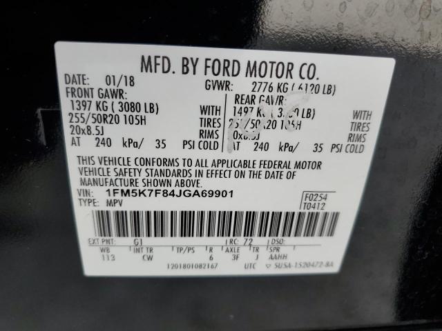 1FM5K7F84JGA69901 | 2018 FORD EXPLORER L