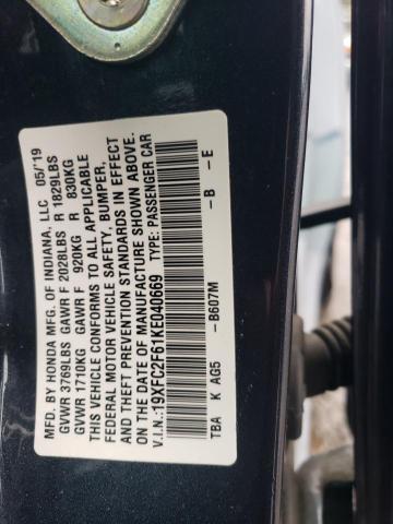 19XFC2F61KE040669 | 2019 HONDA CIVIC LX