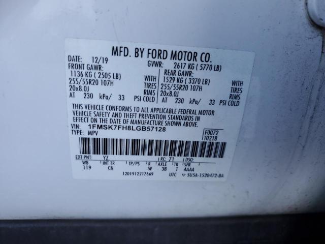 1FMSK7FH8LGB57128 | 2020 FORD EXPLORER L