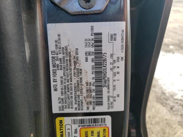 3FA6P0HD3LR228775 2020 FORD FUSION - Image 12