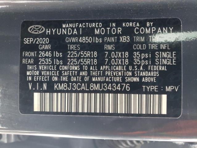 KM8J3CAL8MU343476 | 2021 HYUNDAI TUCSON LIM