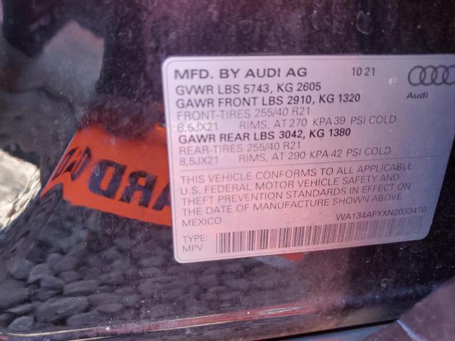 2022 AUDI SQ5 SPORTB WA134AFYXN2033470
