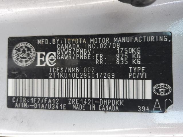 2009 Toyota Corolla Matrix VIN: 2T1KU40E29C017269 Lot: 38205924