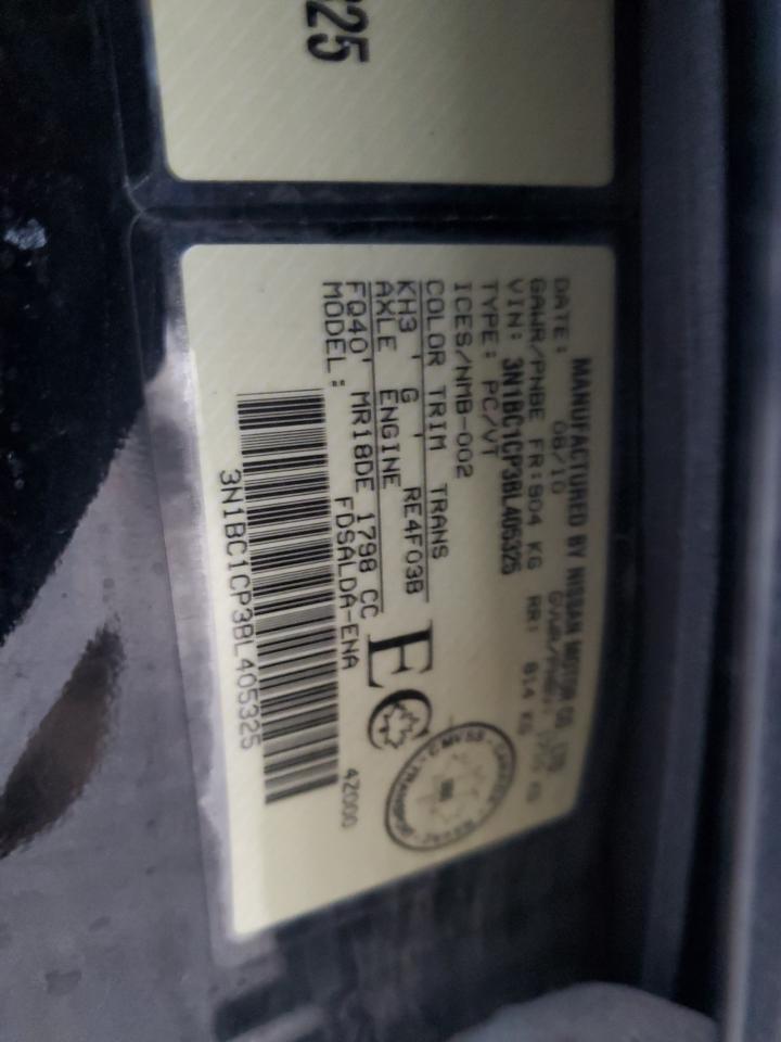 3N1BC1CP3BL405325 2011 Nissan Versa S
